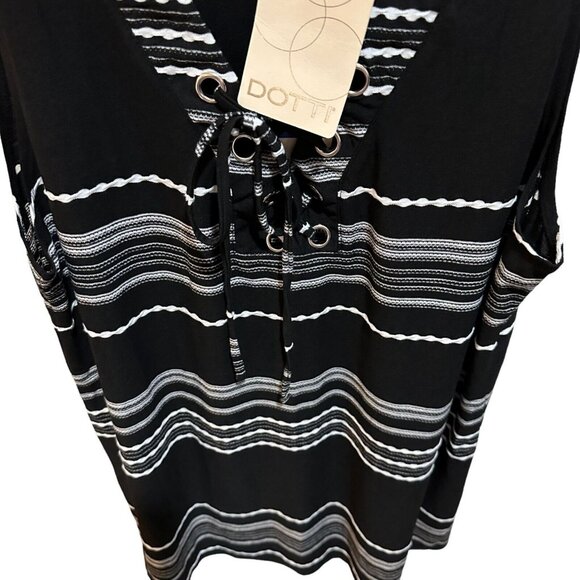 Dotti Women Size S Black White Striped Swim Bathing Suit Cover Up Dress NWT NEW - Picture 5 of 7
